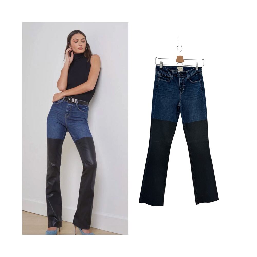 L'Agence Ruth High Rise Straight Leg Jeans Magnolia‎ Black Coated 26